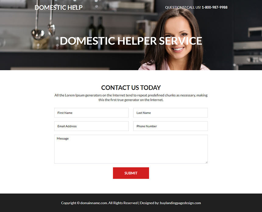 domestic helper service lead capture landing page