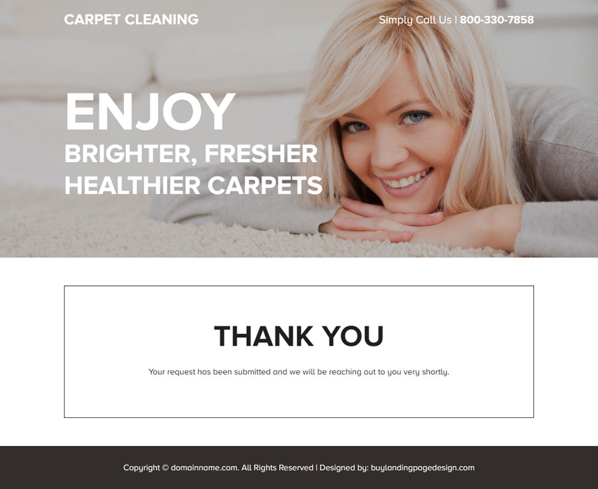 professional carpet cleaning service landing page design