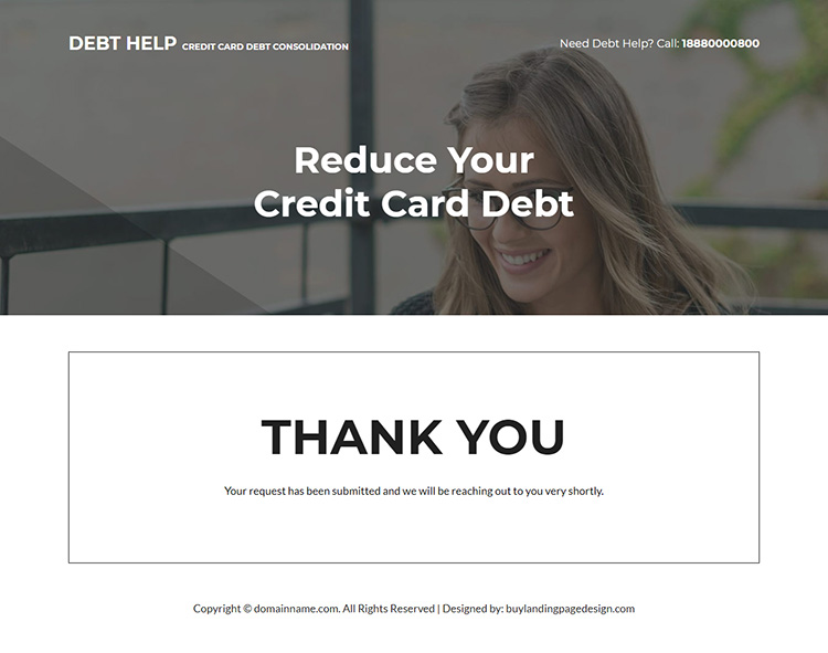 credit card debt consolidation responsive landing page