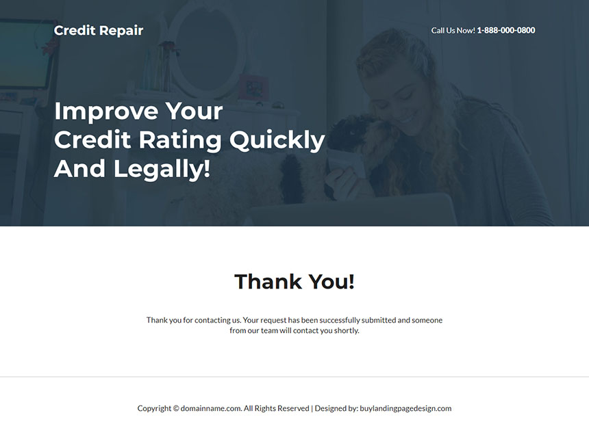 professional credit repair service lead capture landing page