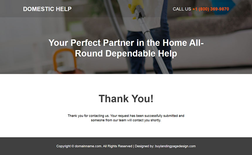 household staffing service lead capture landing page