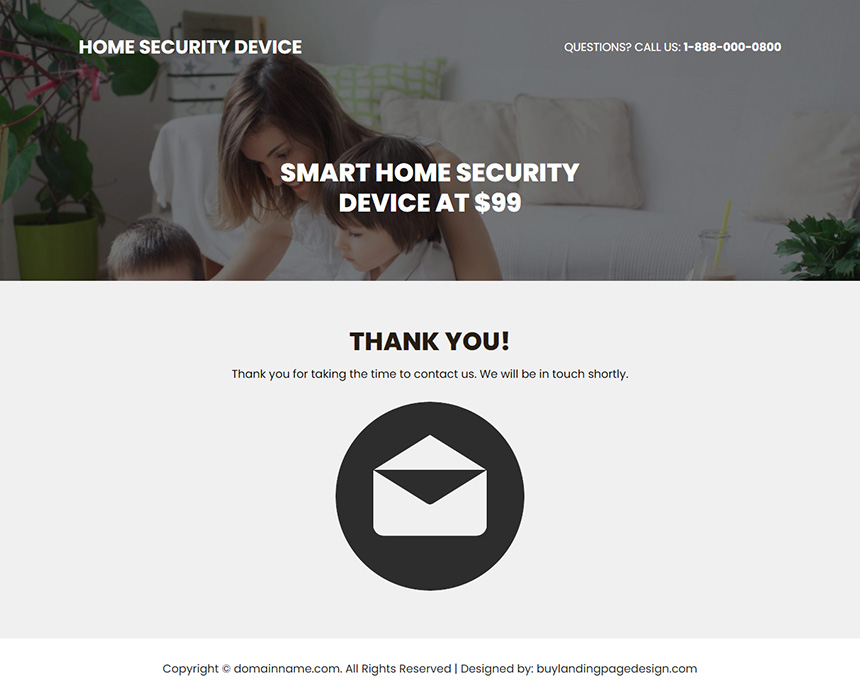 smart home security device landing page
