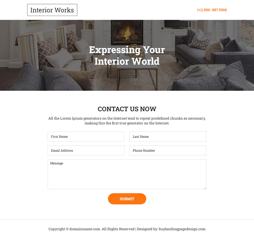 interior works free consultation lead capture responsive landing page