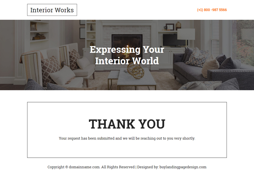 interior works free consultation lead capture responsive landing page