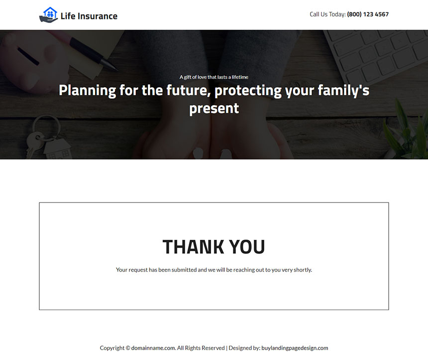 life insurance solutions lead generating landing page