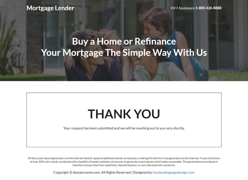 mortgage lender lead capture landing page design