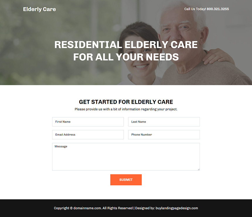 residential elderly care lead capture responsive landing page