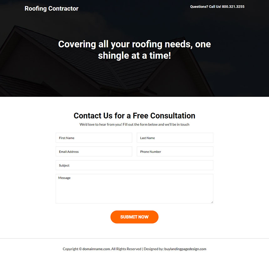 superior roofing contractor responsive landing page