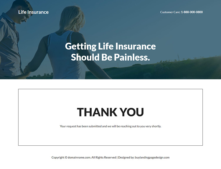 life insurance company responsive landing page design