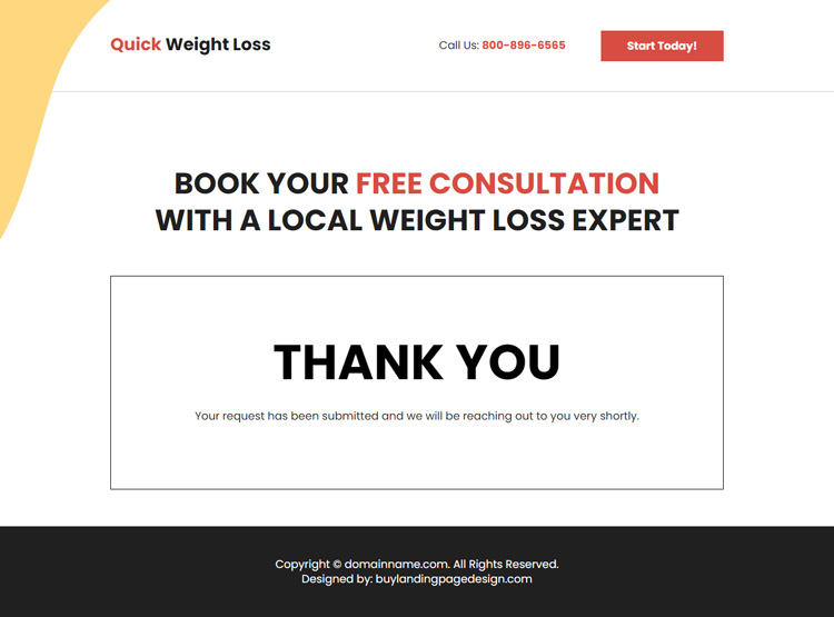 weight loss expert free consultation responsive landing page