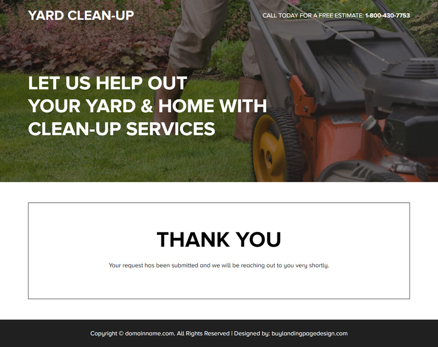 yard cleanup services responsive landing page design