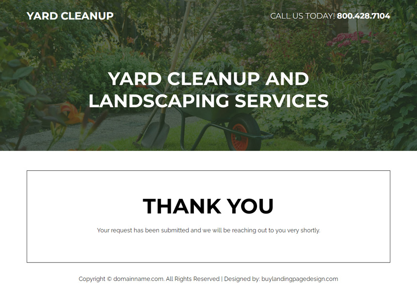 yard cleanup and landscaping service landing page